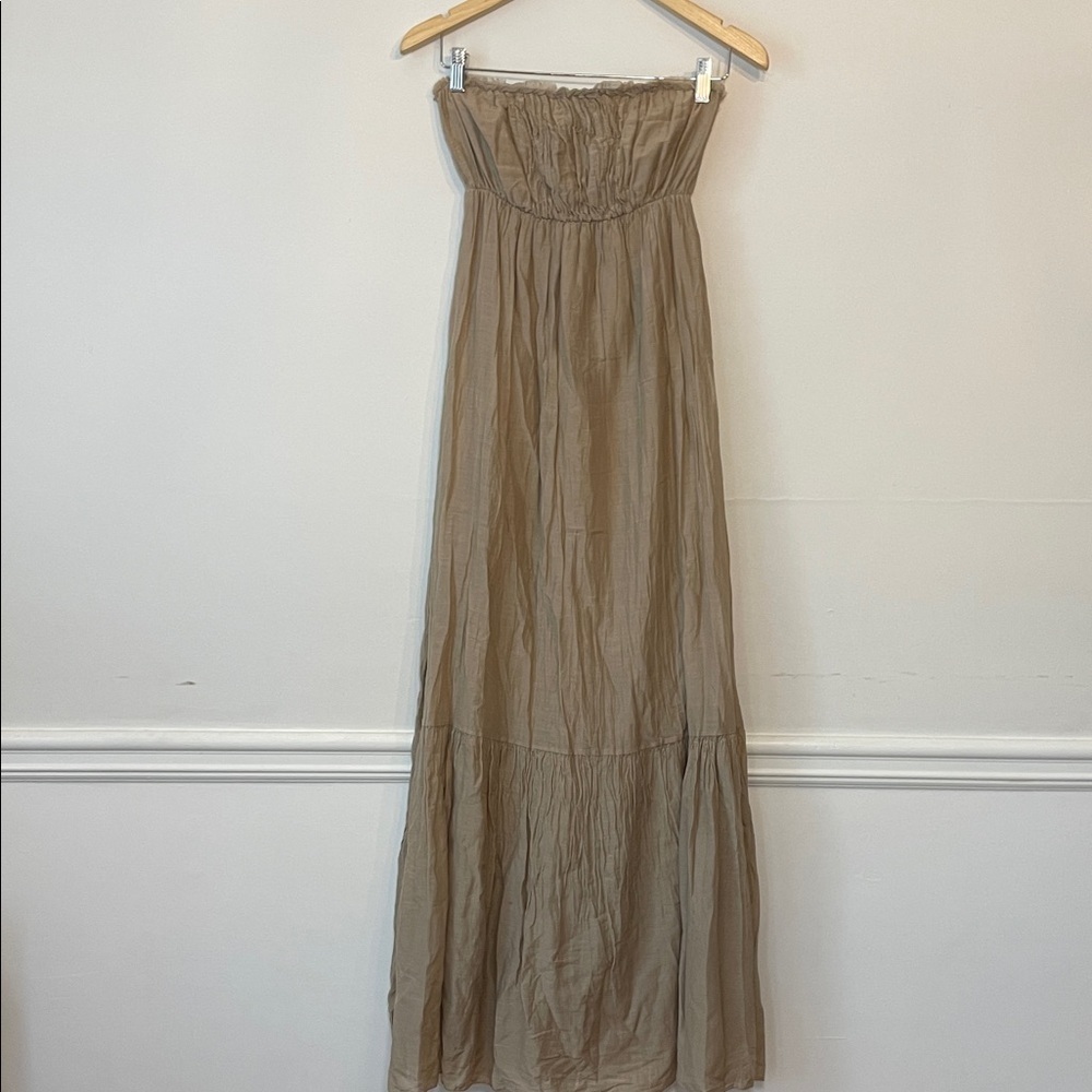 King Kong Women’s Strapless Cotton Maxi Dress Tan M